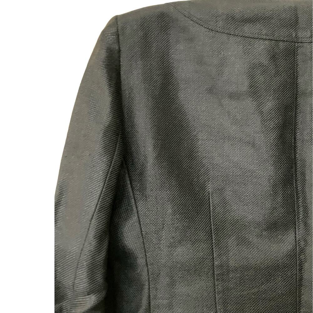 Etcetera Women's Black Designer Linen Blend Lined Blazer Oversized Buttons SZ 10 - Picture 11 of 13